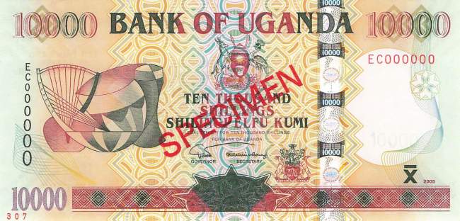 Uganda p.45a 10.000 Shilling Specimen 2005